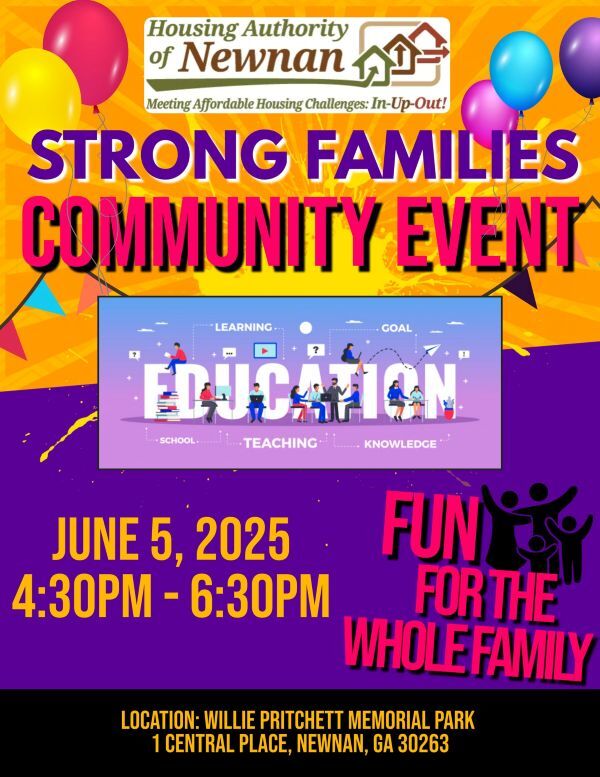 Strong Families Event flier, the information on the flyer is in the text above. 
